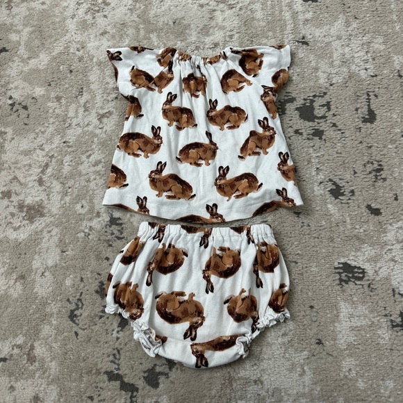 Milkbarn Baby Brown Bunny Dress and Bloomer Set Size 6-12 Months - Picture 2 of 3